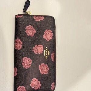 Coach Black Wallet with Pink Floral Design